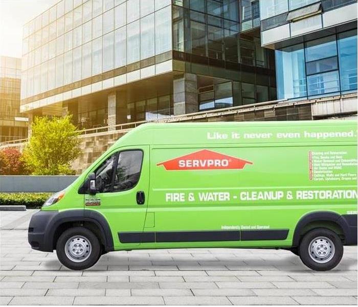 SERVPRO Van parked in front of commercial building